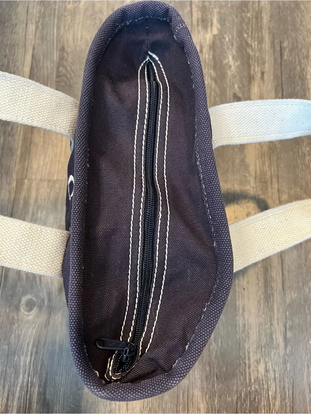Lands End Vintage 90s Canvas Mini Tote Bag Navy Embroidered C Boat Tote Zippered - Picture 7 of 9
